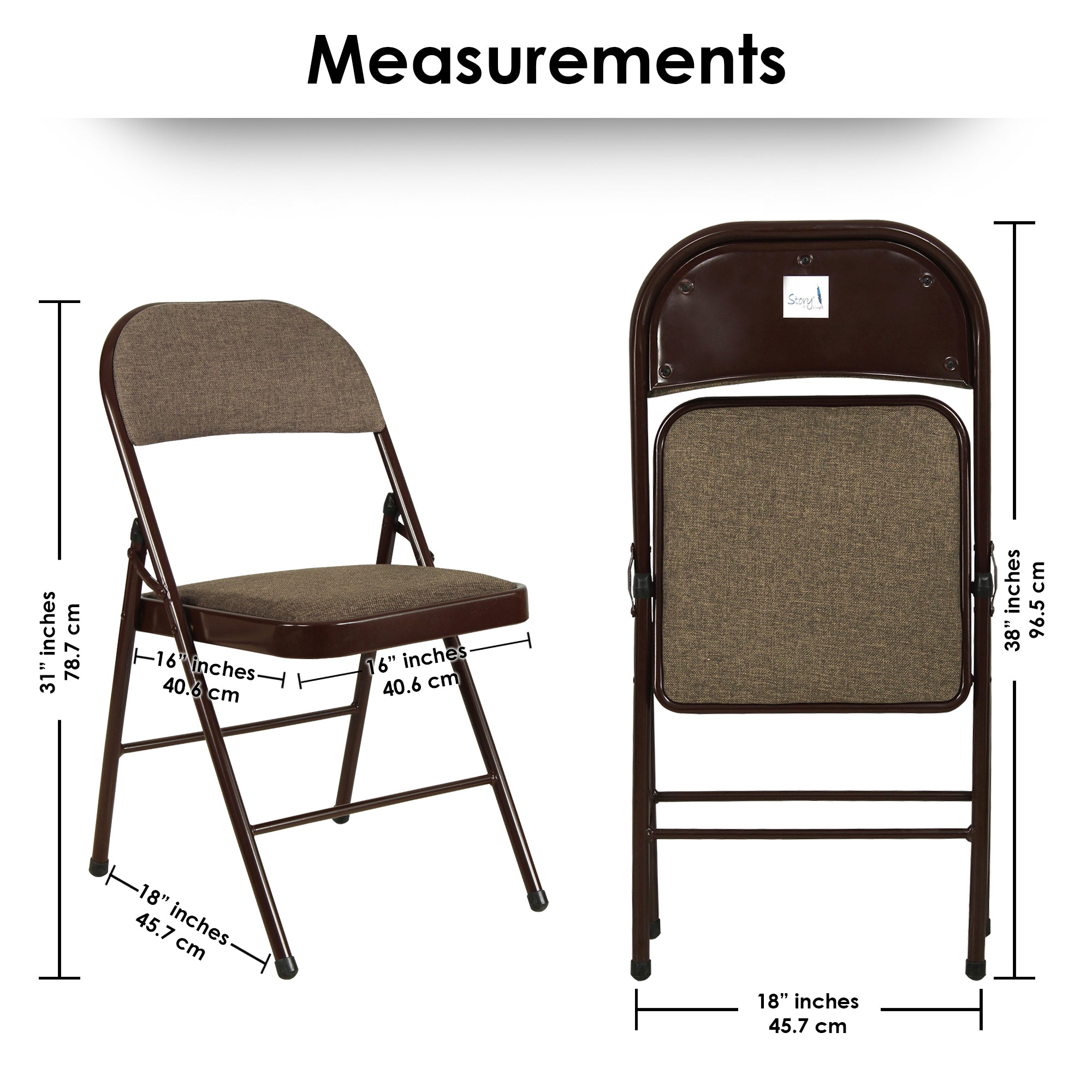 Folding Padded Brown Metal Chair