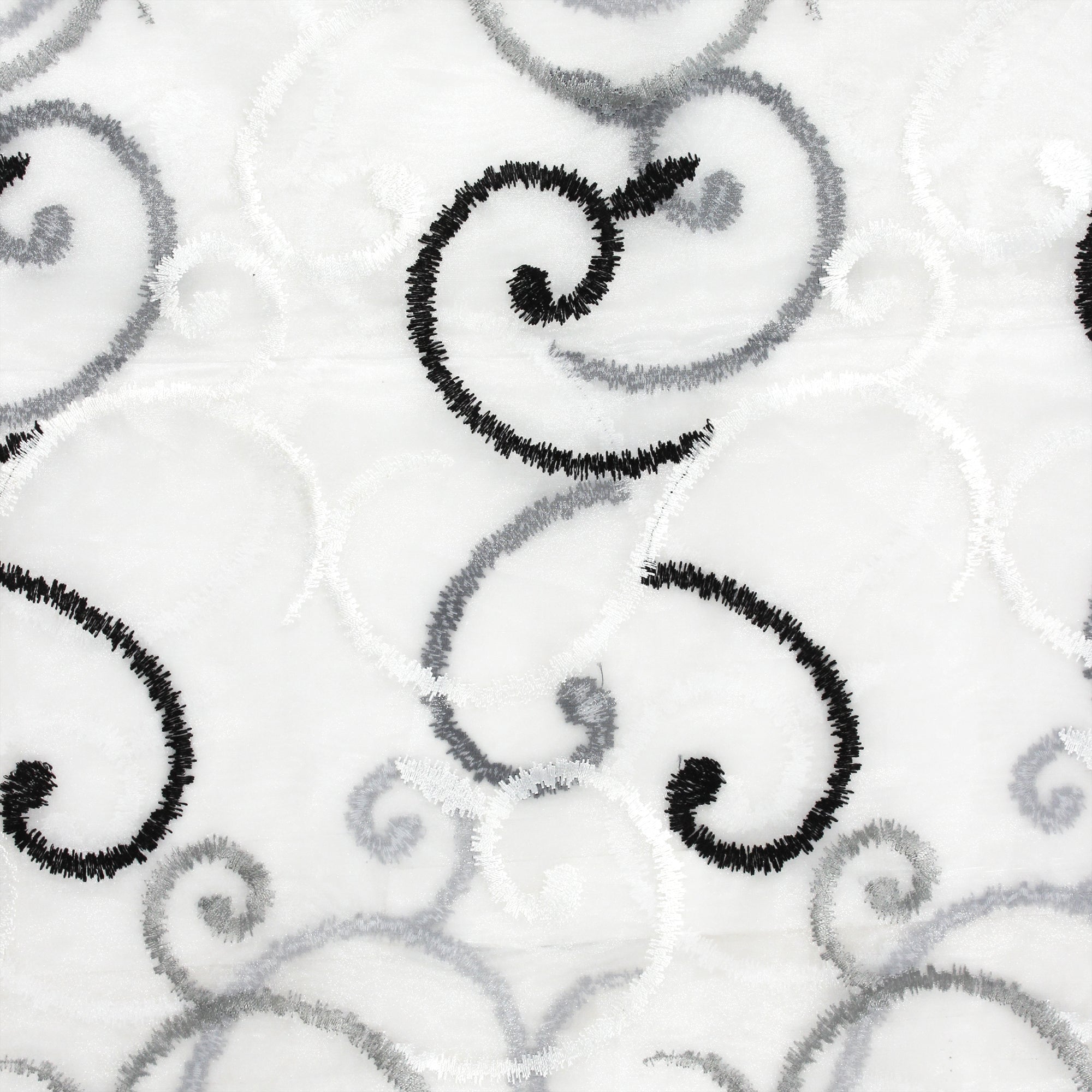 2 Pcs Black & White Imagica Sheer Door Curtain, 7 ft