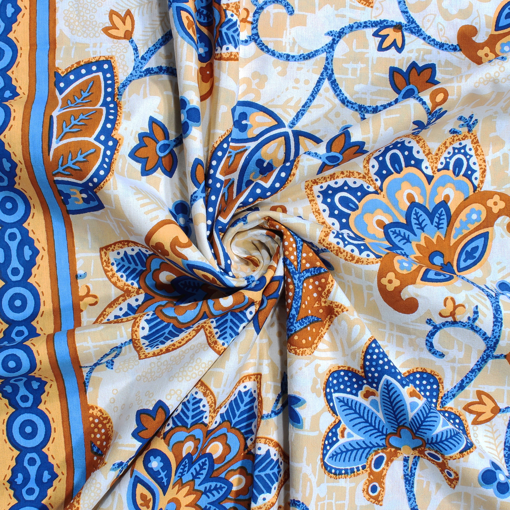 Pandora 152 TC 100 % Cotton Yellow Floral Double King Size Bedsheet