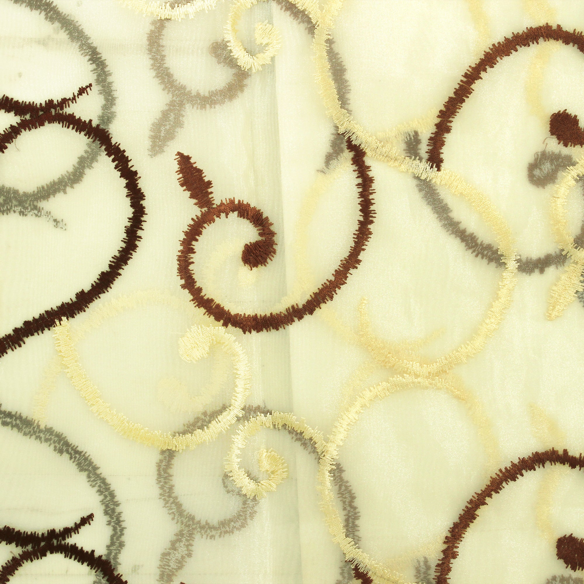 2 Pcs White & Brown Imagica Sheer Door Curtain, 7 ft
