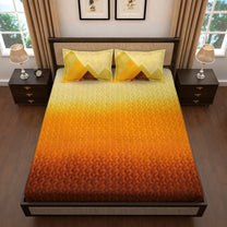 Pure Cotton 300 TC Orange Tevel King Size Bedsheet