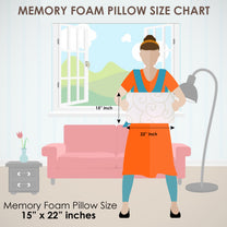 White & Orange Cervical Memory Foam Pillow , 20" X 12.5"