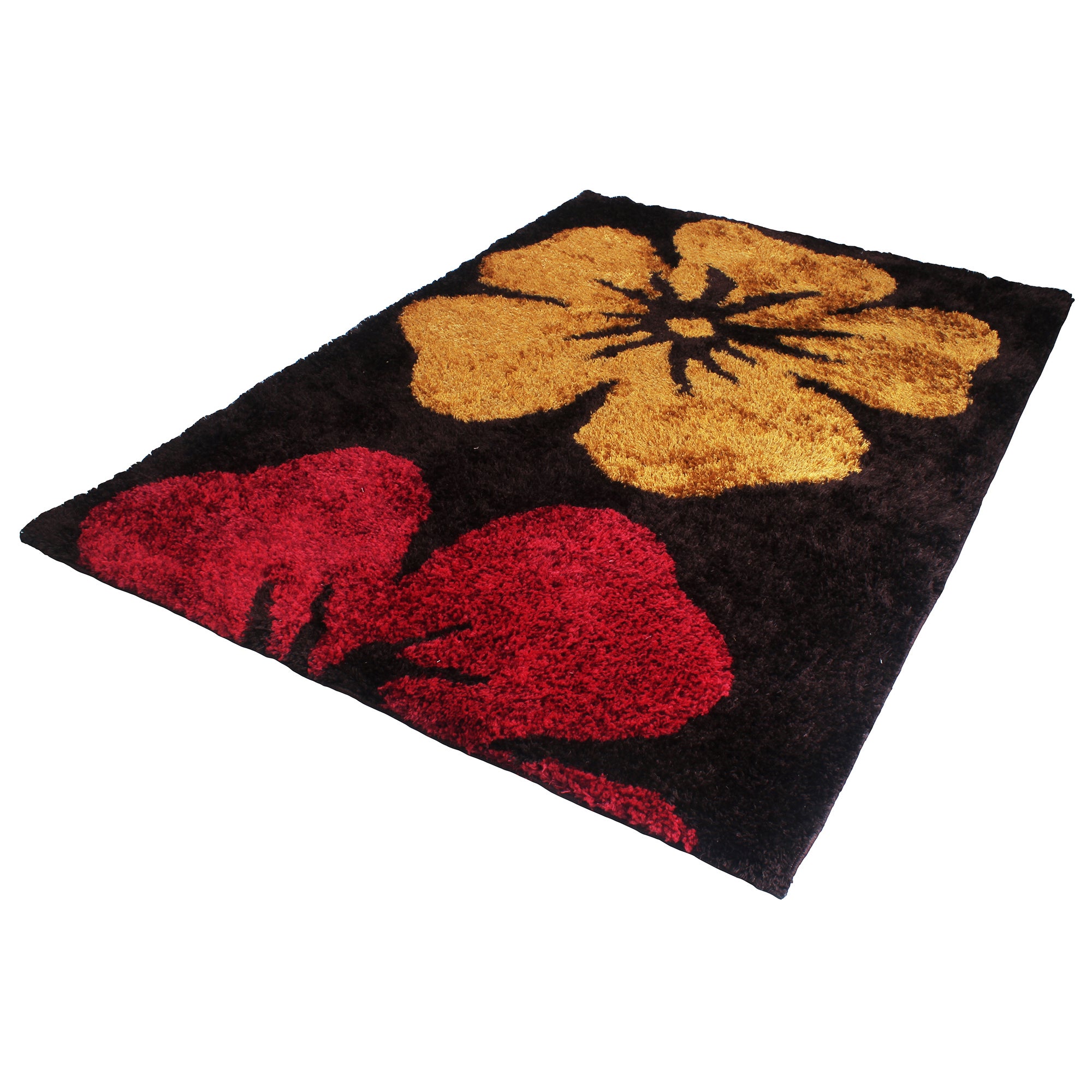 Story@Home Flower Pattern Brown & Yellow 1 PC Carpet
