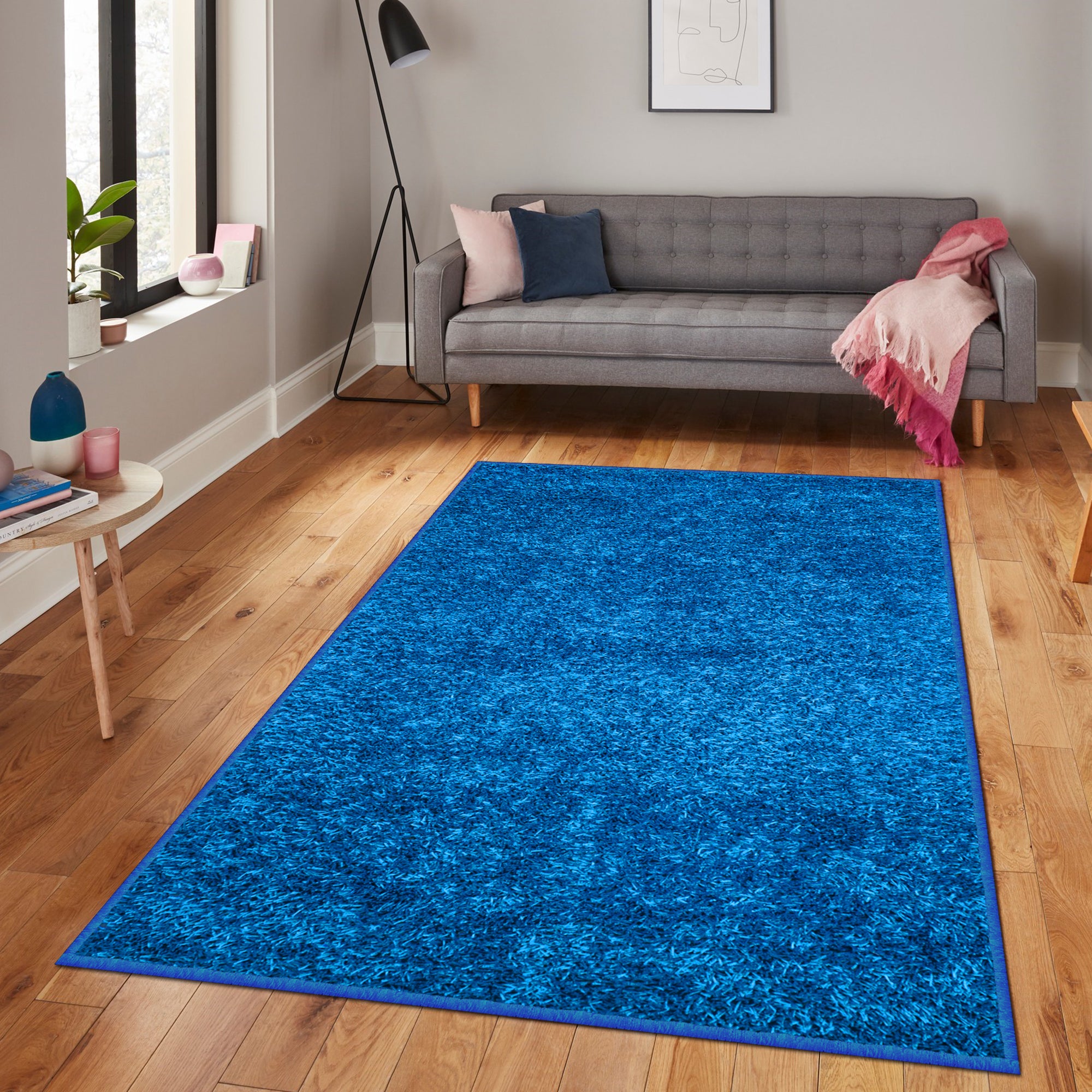 Story@Home Plain Pattern Blue 1 PC Carpet