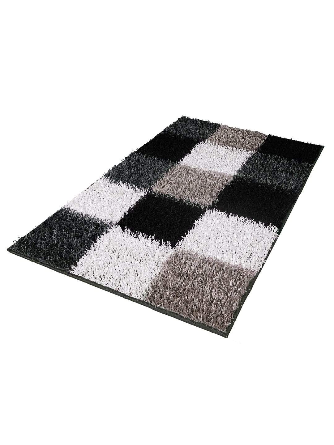 Checkered Pattern Black & White Carpet for Living Room