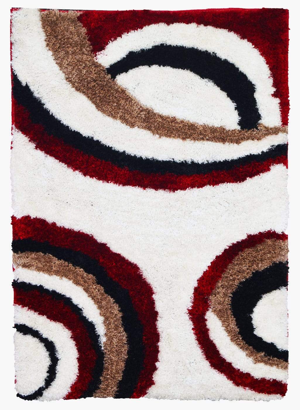 Geometric Pattern White & Brown Carpet for Living Room & Bedroom