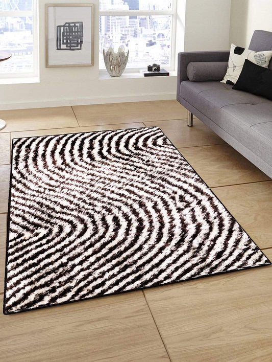 Stripes Pattern Black & White Carpet for Living Room