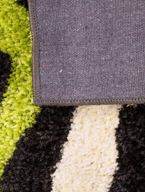 Stripes Pattern Black & Green Carpet for Living Room