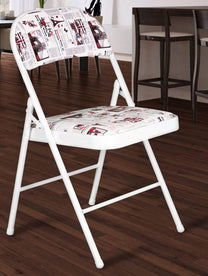 Padded White & Purple Metal Cafe /Kitchen/ Garden and Outdoor Folding Chair