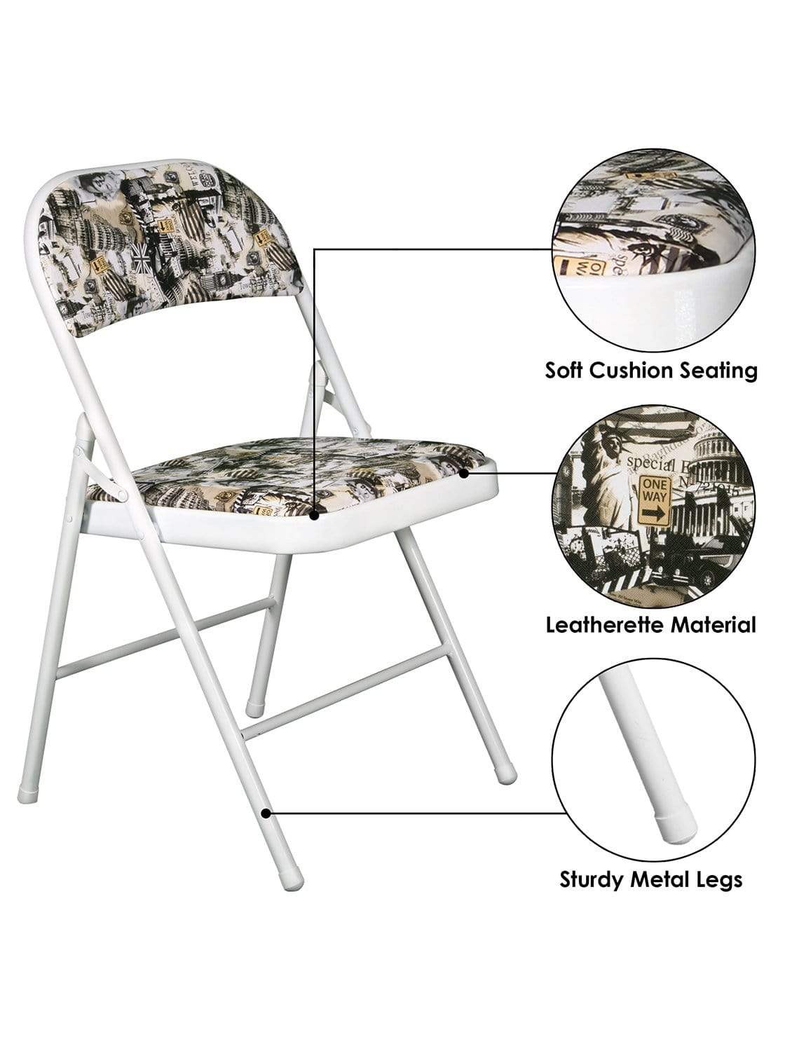 Padded Multicolor Metal Cafe /Kitchen/ Garden and Outdoor Folding Chair