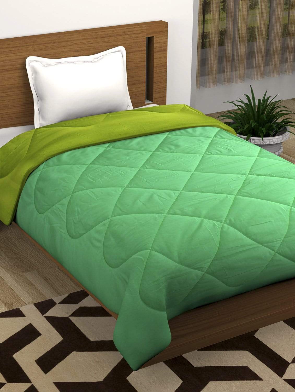 Fusion Soft Green & Yellow Dual Color Comforter Single Size - 150 cm X 225 cm