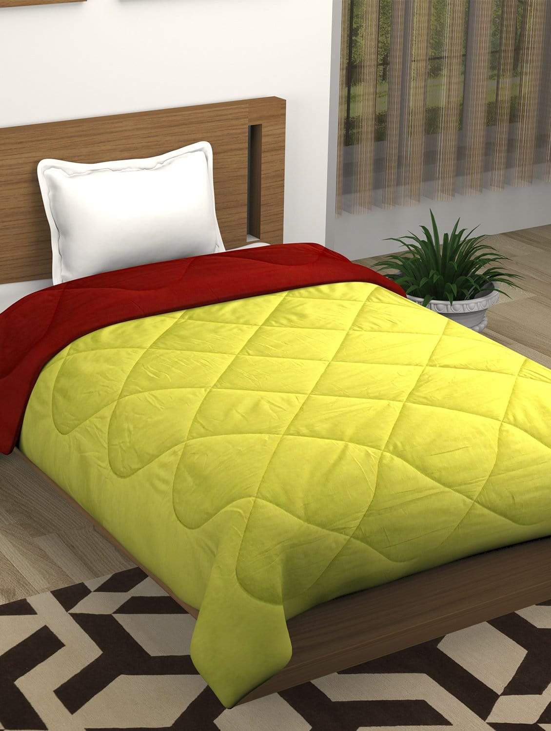 Fusion Soft Red & Yellow Dual Color Comforter Single Size - 150 cm X 225  cm