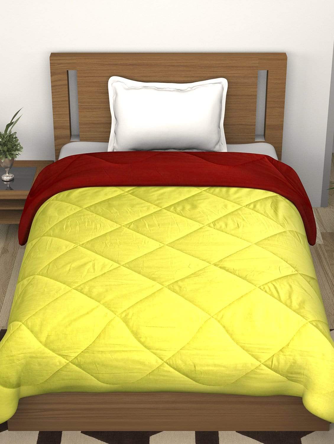 Fusion Soft Red & Yellow Dual Color Comforter Single Size - 150 cm X 225  cm