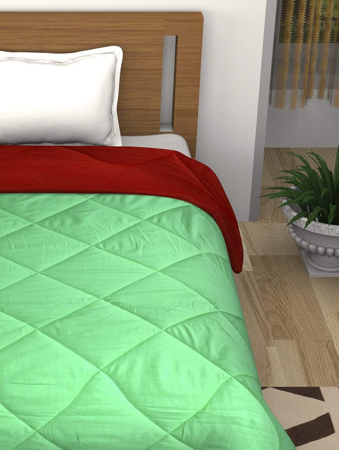 Fusion Soft Green & Red Dual Color Comforter Single Size - 150 cm X 225  cm
