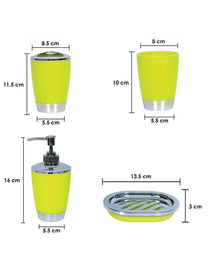 Neon Bath Accessory Set 4 Piece - Lemon Green