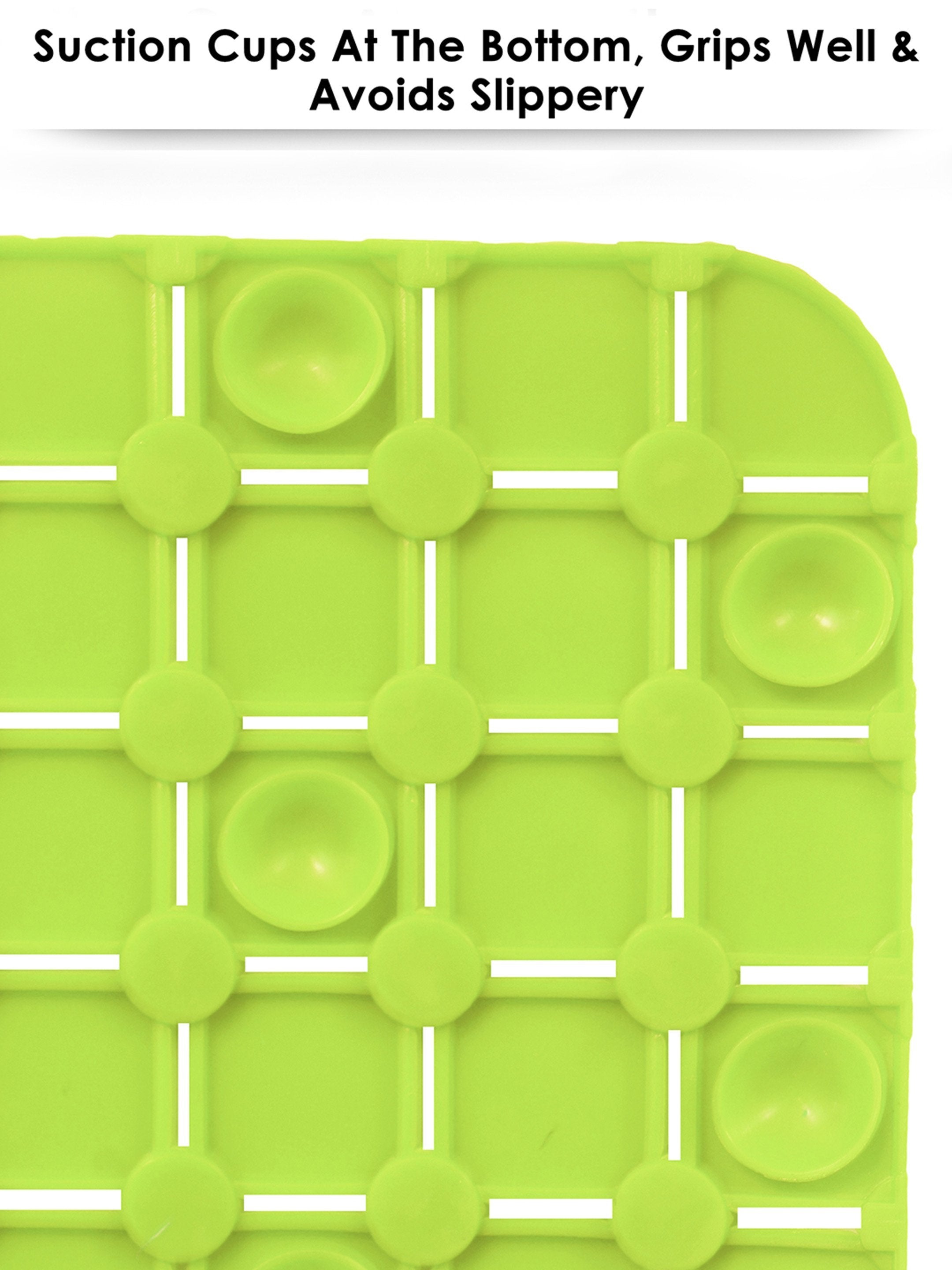 Soft PVC Shower Bath Mat- 28" X 16"- Flourescent Green