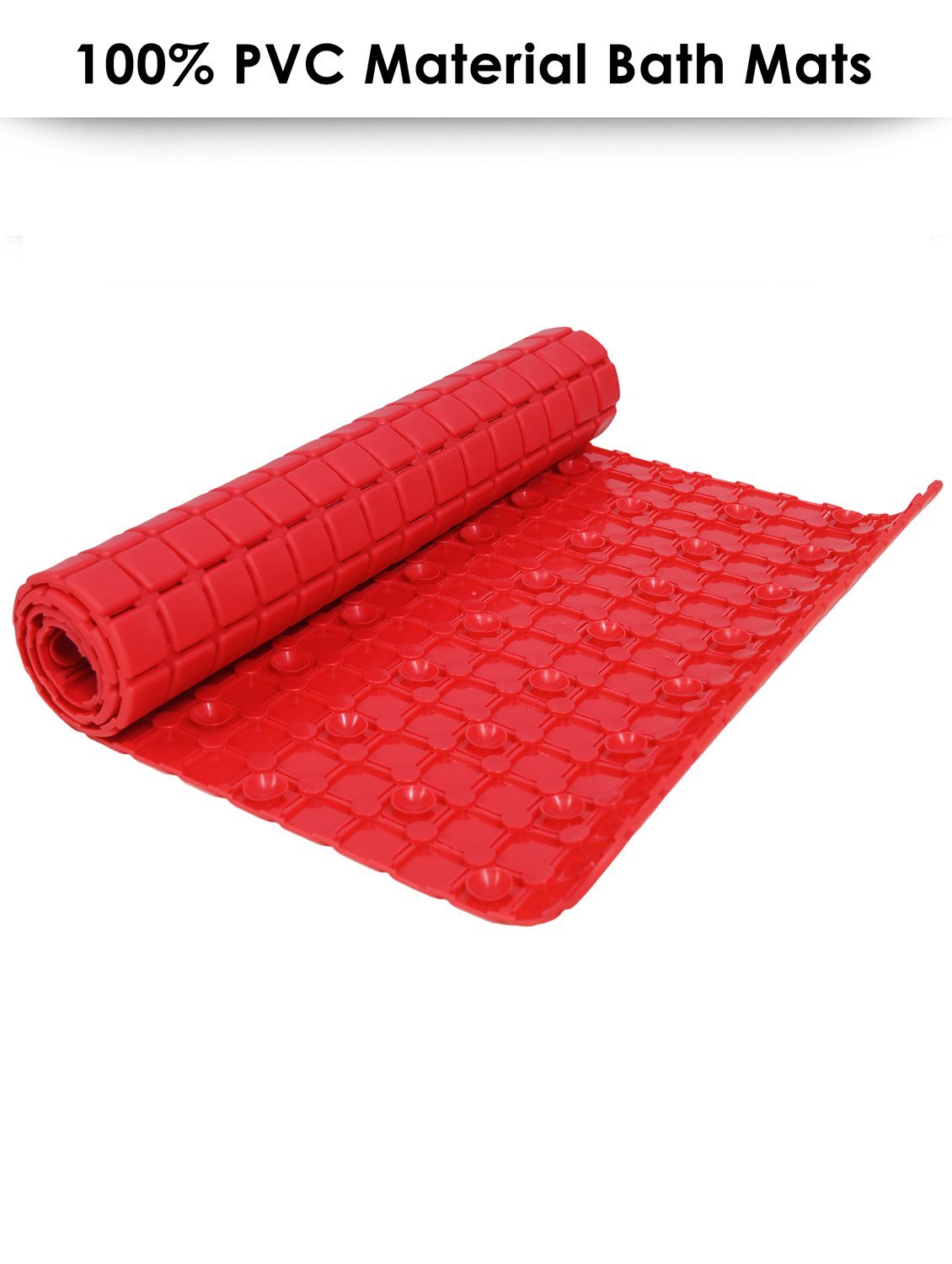 Soft PVC Shower Bath Mat - 28" X 16" - Red