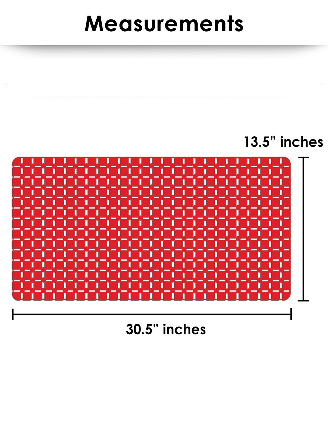 Soft PVC Shower Bath Mat - 28" X 16" - Red